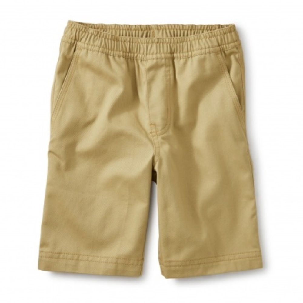TEA COLLECTION Easy Does It Twill Pocket Boys Shorts Khaki Tan Sz 7 cotton tan
